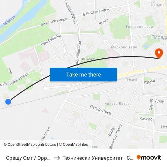 Омг / Omg (304) to Технически Университет - София Филиал Пловдив map