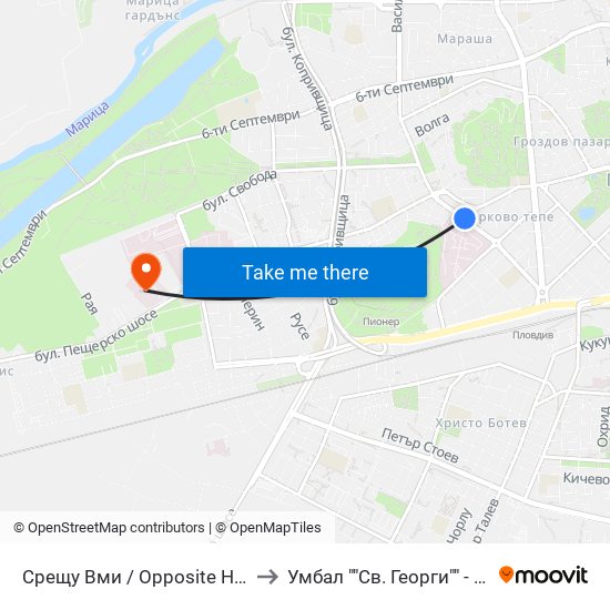 Срещу Вми / Opposite Higher Medical Institute (169) to Умбал ""Св. Георги"" - Клиника По Неврология map