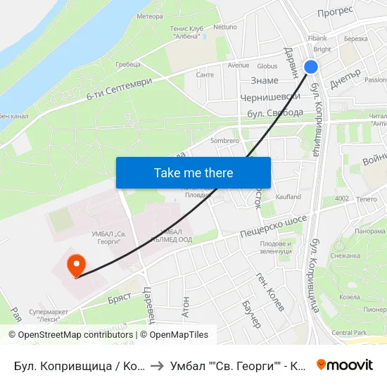Бул. Копривщица / Koprivshtitsa Blvd. (241) to Умбал ""Св. Георги"" - Клиника По Неврология map