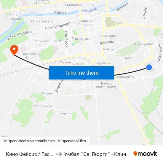 Кино Фейсис / Faces Cinema (79) to Умбал ""Св. Георги"" - Клиника По Неврология map