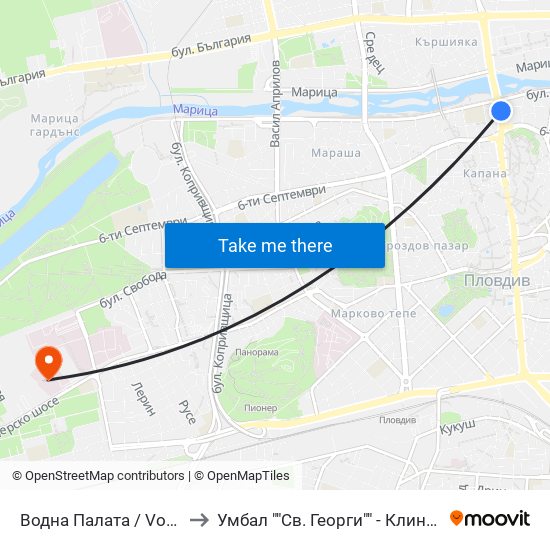 Водна Палата / Vodna Palata (48) to Умбал ""Св. Георги"" - Клиника По Неврология map
