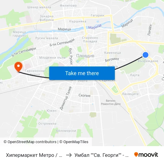 Хипермаркет Метро / Metro Hypermarket (217) to Умбал ""Св. Георги"" - Клиника По Неврология map