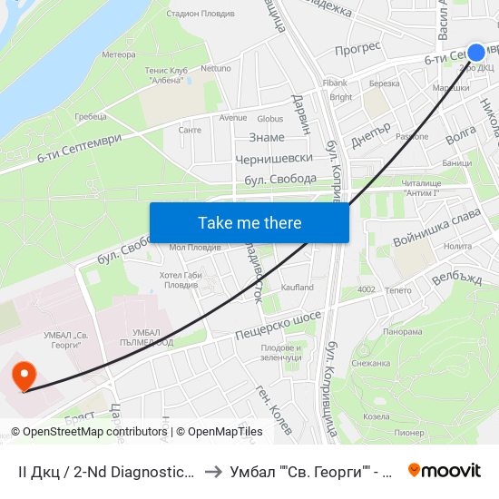 II Дкц / 2-Nd Diagnostic Consultative Center (116) to Умбал ""Св. Георги"" - Клиника По Неврология map