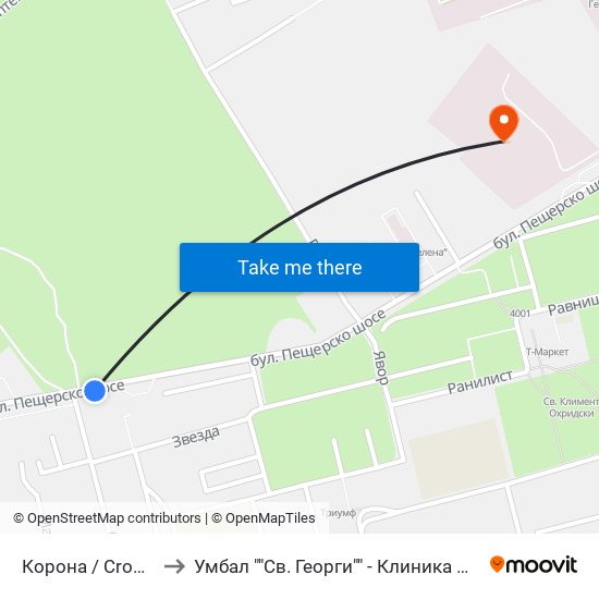 Корона / Crown (149) to Умбал ""Св. Георги"" - Клиника По Неврология map