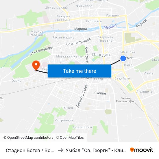 Стадион Ботев / Botev Stadium (259) to Умбал ""Св. Георги"" - Клиника По Неврология map