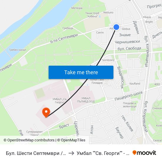 Бул. Шести Септември / Shesti Septemvri Blvd. (240) to Умбал ""Св. Георги"" - Клиника По Неврология map