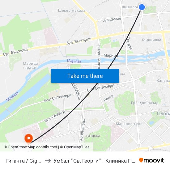 Гиганта / Giganta (5) to Умбал ""Св. Георги"" - Клиника По Неврология map