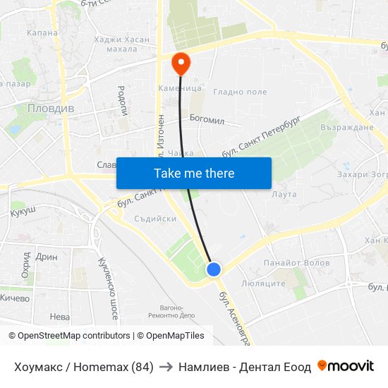 Хоумакс / Homemax (84) to Намлиев - Дентал Еоод map