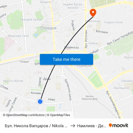 Бул. Никола Вапцаров / Nikola Vaptsarov Blvd. (68) to Намлиев - Дентал Еоод map