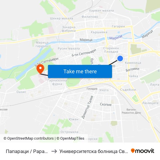 Папараци / Paparazzi (260) to Университетска болница Св. Георги-База 2 map