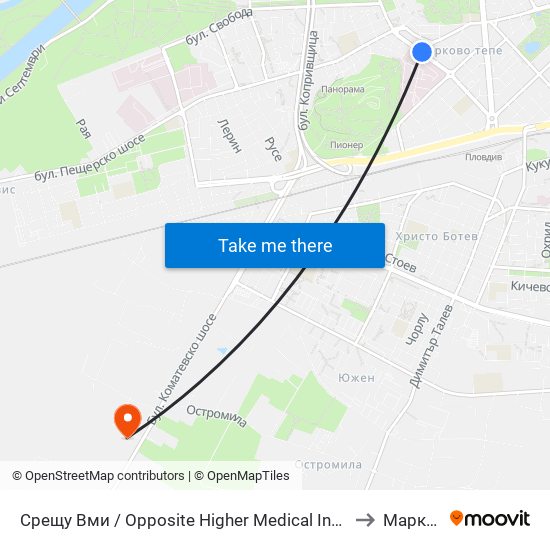 Срещу Вми / Opposite Higher Medical Institute (169) to Марково map