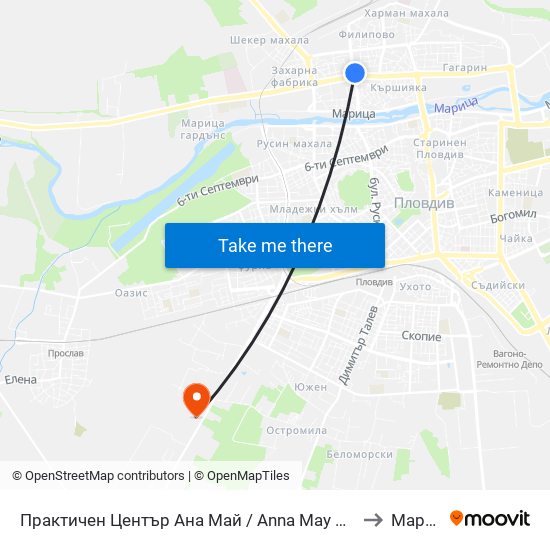 Практичен Център Ана Май / Anna May Practice Centre (310) to Марково map