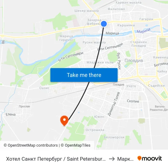 Хотел Санкт Петербург / Saint Petersburg Hotel (98) to Марково map