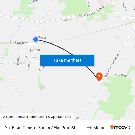 Ул. Елин Пелин - Запад / Elin Pelin St. - West (396) to Марково map