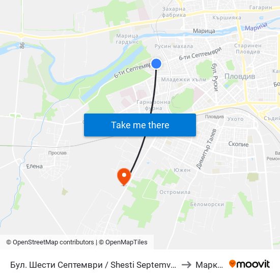 Бул. Шести Септември / Shesti Septemvri Blvd. (314) to Марково map