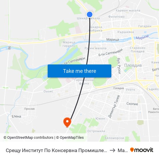 Срещу Институт По Консервна Промишленост / Opposite Institute Of Canning Industry (427) to Марково map