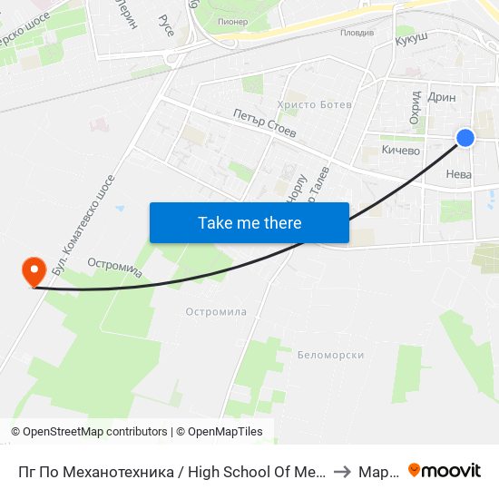 Пг По Механотехника / High School Of Mechanical Engineering (290) to Марково map