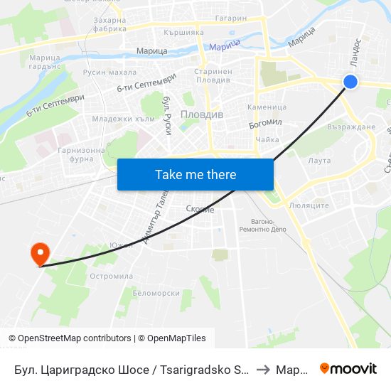 Бул. Цариградско Шосе / Tsarigradsko Shosse Blvd. (132) to Марково map