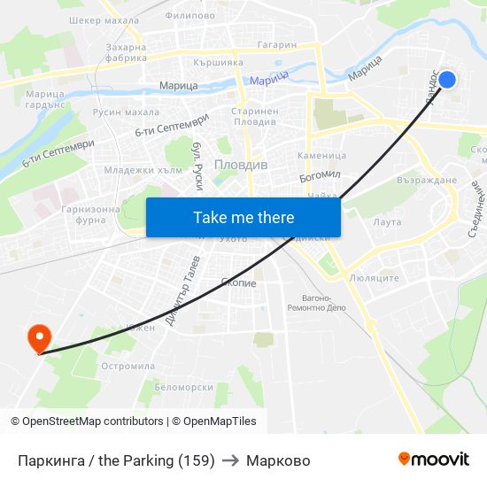 Паркинга / the Parking (159) to Марково map