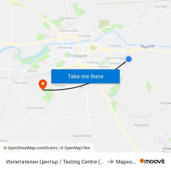 Изпитателен Център / Testing Centre (428) to Марково map