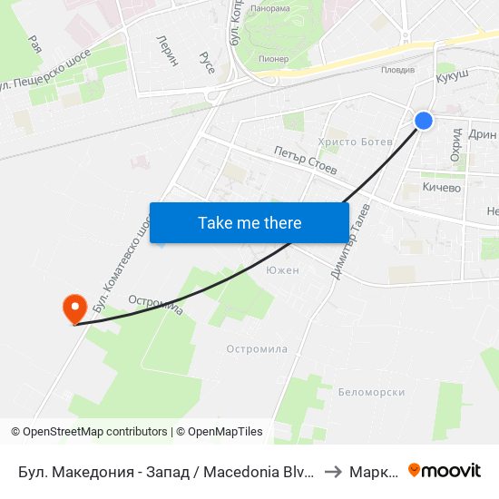 Бул. Македония - Запад / Macedonia Blvd - West (369) to Марково map