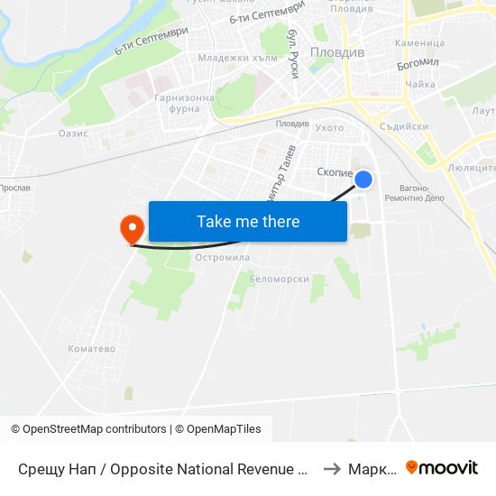 Срещу Нап / Opposite National Revenue Company (289) to Марково map