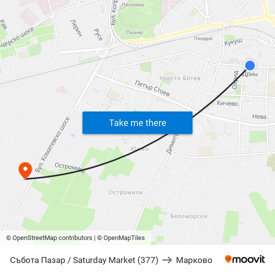 Събота Пазар / Saturday Market (377) to Марково map