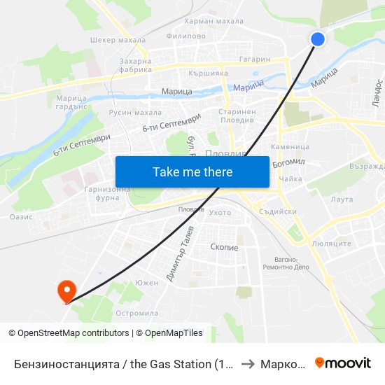 Бензиностанцията / the Gas Station (181) to Марково map