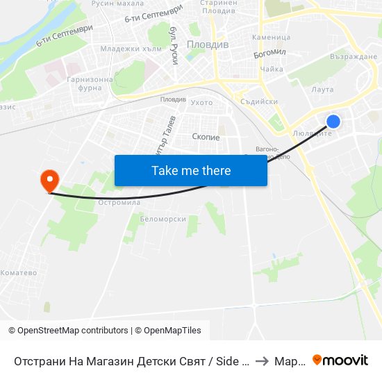 Отстрани На Магазин Детски Свят / Side by Detski Svyat Store (255) to Марково map