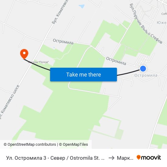 Ул. Остромила 3 - Север / Ostromila St. 3 - North (478) to Марково map
