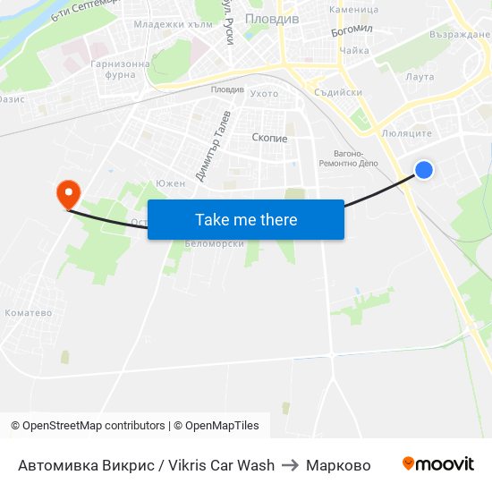 Автомивка Викрис / Vikris Car Wash to Марково map