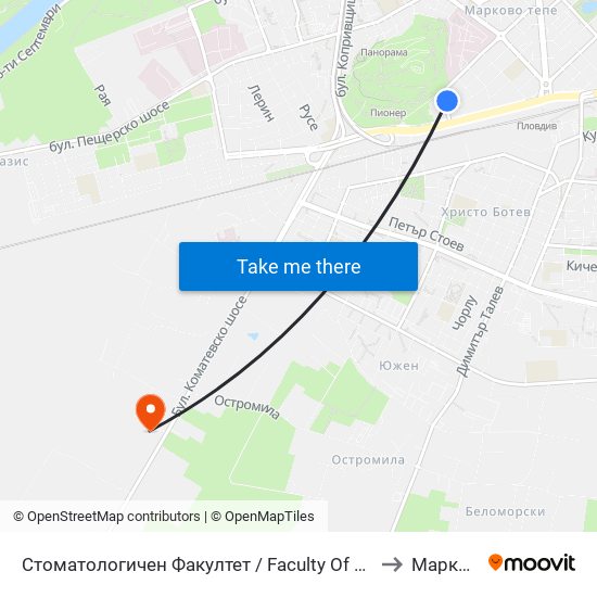 Стоматологичен Факултет / Faculty Of Dentistry to Марково map