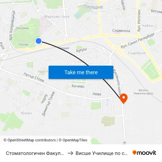 Стоматологичен Факултет / Faculty Of Dentistry to Висше Училище по сигурност и икономика map