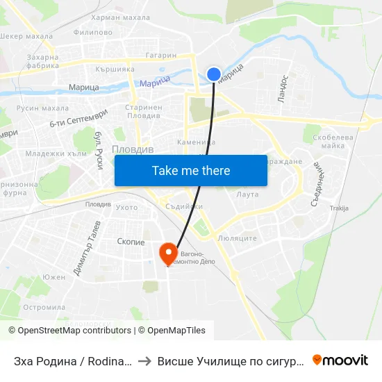 Зха Родина / Rodina Factory (1027) to Висше Училище по сигурност и икономика map