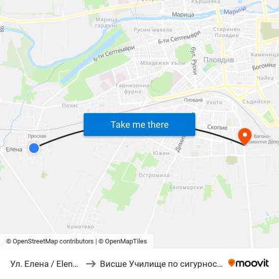 Ул. Елена / Elena St. (486) to Висше Училище по сигурност и икономика map