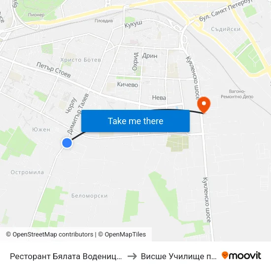 Ресторант Бялата Воденица / Byalata Vodenitsa Restaurant (198) to Висше Училище по сигурност и икономика map