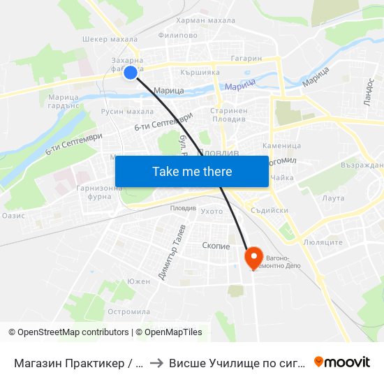 Магазин Практикер / Praktiker Store (97) to Висше Училище по сигурност и икономика map