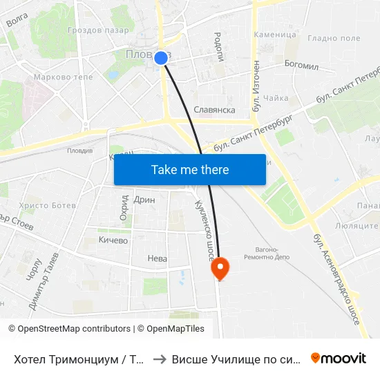 Хотел Тримонциум / Trimonthium Hotel (12) to Висше Училище по сигурност и икономика map