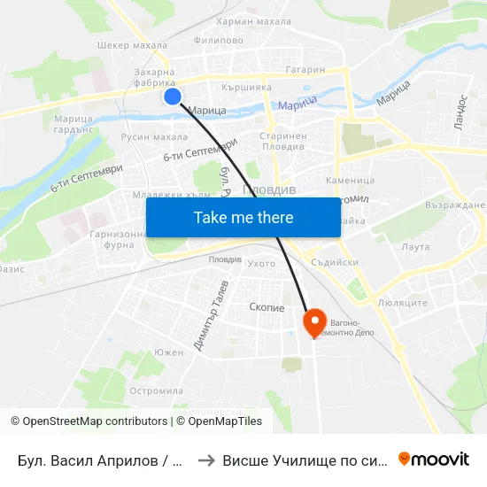 Бул. Васил Априлов / Vasil Aprilov Blvd. (401) to Висше Училище по сигурност и икономика map
