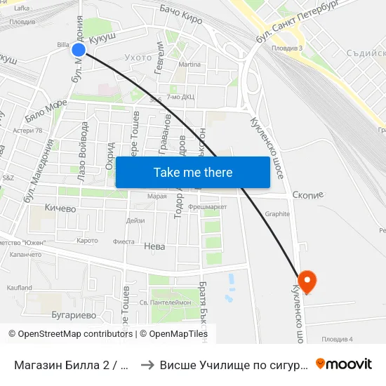 Магазин Билла 2 / Billa Store 2 (15) to Висше Училище по сигурност и икономика map