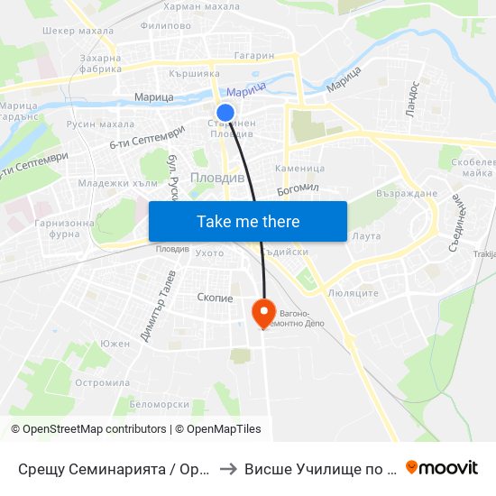 Срещу Семинарията / Opposite the Divinity School (119) to Висше Училище по сигурност и икономика map