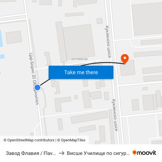 Завод Флавия / Flavia Factory (325) to Висше Училище по сигурност и икономика map