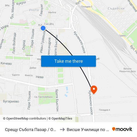 Срещу Събота Пазар / Opposite Saturday Market(381) to Висше Училище по сигурност и икономика map