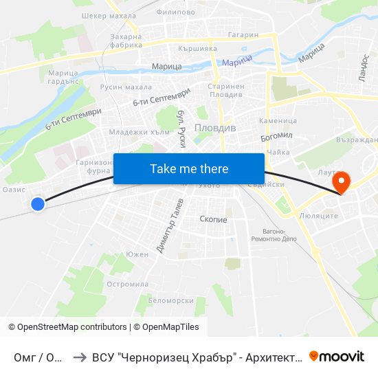 Омг / Omg (303) to ВСУ "Черноризец Храбър" - Архитектурен факултет гр.Пловдив map