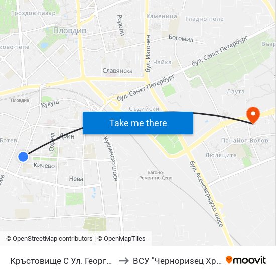 Кръстовище С Ул. Георги Кондолов / Junction With Georgi Kondolov St. (59) to ВСУ "Черноризец Храбър" - Архитектурен факултет гр.Пловдив map