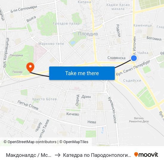 Макдоналдс / Mcdonalds (220) to Катедра по Пародонтология @ФДМ Пловдив map