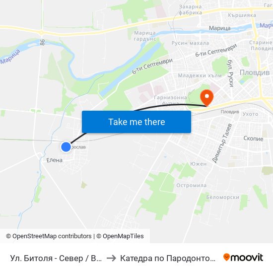 Ул. Битоля - Север / Bitolya St. - North (146) to Катедра по Пародонтология @ФДМ Пловдив map