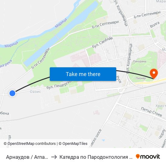 Арнаудов / Arnaudov (176) to Катедра по Пародонтология @ФДМ Пловдив map