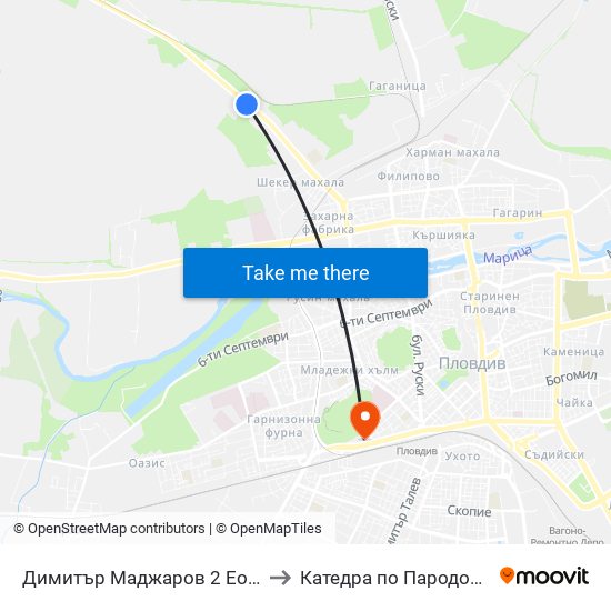 Димитър Маджаров 2 Еоод / Dimitar Madjarov 2 Ltd (474) to Катедра по Пародонтология @ФДМ Пловдив map