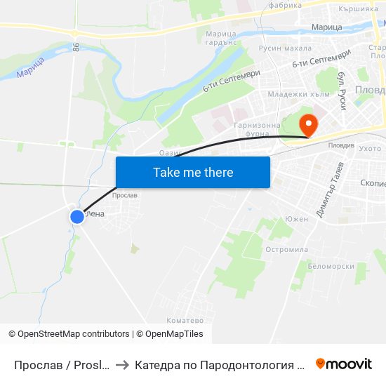 Прослав / Proslav (1002) to Катедра по Пародонтология @ФДМ Пловдив map
